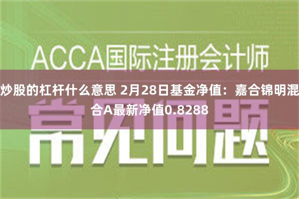 炒股的杠杆什么意思 2月28日基金净值：嘉合锦明混合A最新净值0.8288